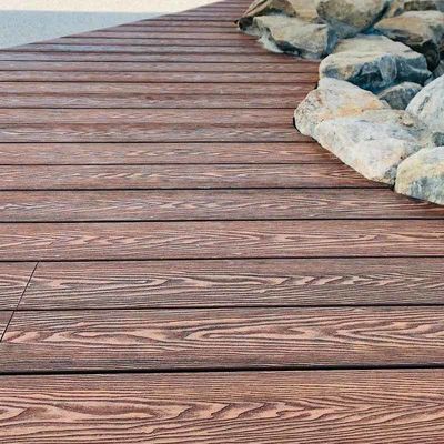 Un bon prix. Decking composite 3D texturé en relief de bois en plastique composite en ligne